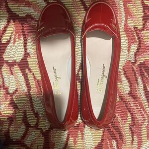 Salvatore Ferragamo Red Leather Flats